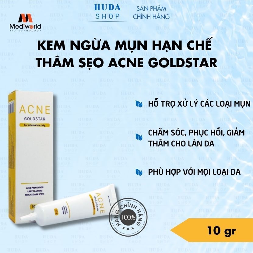 Kem Ngăn ngừa mụn Mediworld Acne Goldstar hỗ trợ chăm sóc và xử lý các loại mụn