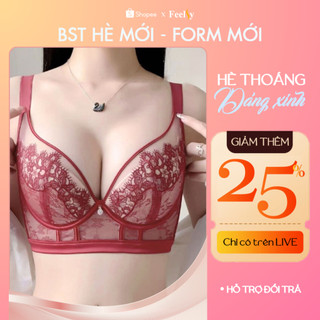 Áo ngực, đồ lót nữ định hình FEELSY bra có gọng nâng đẩy bản to gọn mỡ lưng nách Rose22