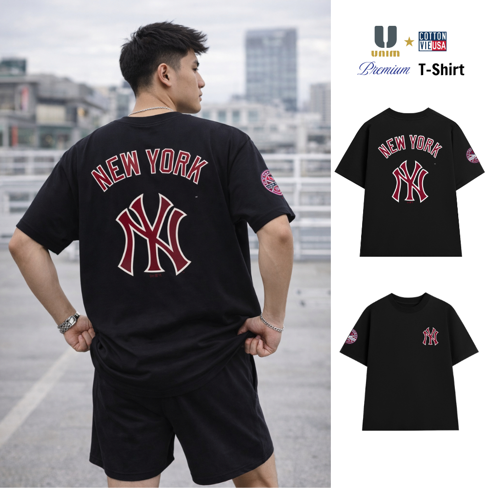 Áo Thun LA Los Angeles NewYork City Boston Unim Club Form Áo Rộng Cotton Cao Cấp Co Giãn 2 Chiều Hình In Chống Bong