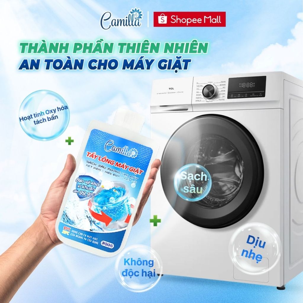 Tẩy Lồng Máy Giặt CAMILLA Cao Cấp, Oxy Hoạt Tính, Tẩy Sạch 99% Và Bảo Vệ Áo Quần | 300Gr