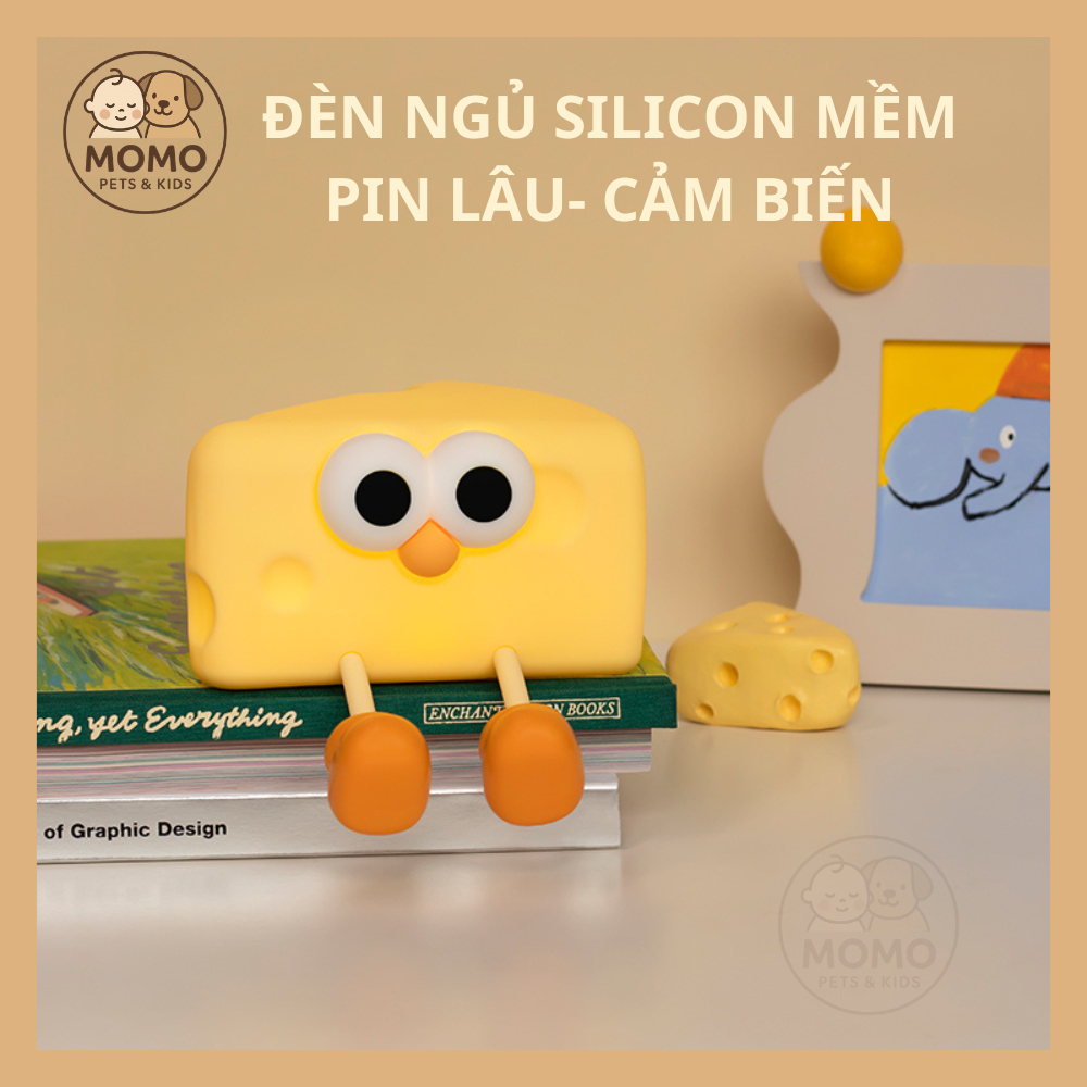 Đèn Ngủ Silicon Hình Phô Mai Cheese Kid Dễ Thương – Đèn Decor Phòng Ngủ Cho Bé Quà Tặng Cho Bé