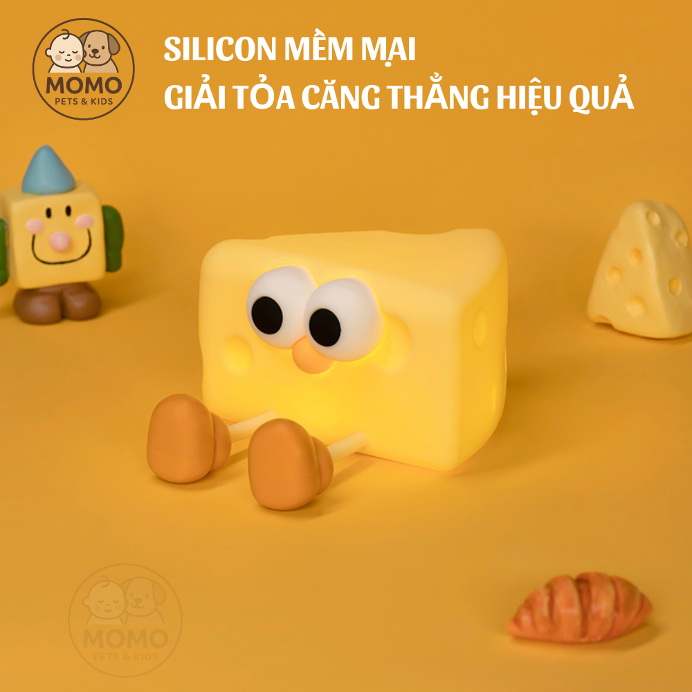Đèn Ngủ Silicon Hình Phô Mai Cheese Kid Dễ Thương – Đèn Decor Phòng Ngủ Cho Bé Quà Tặng Cho Bé