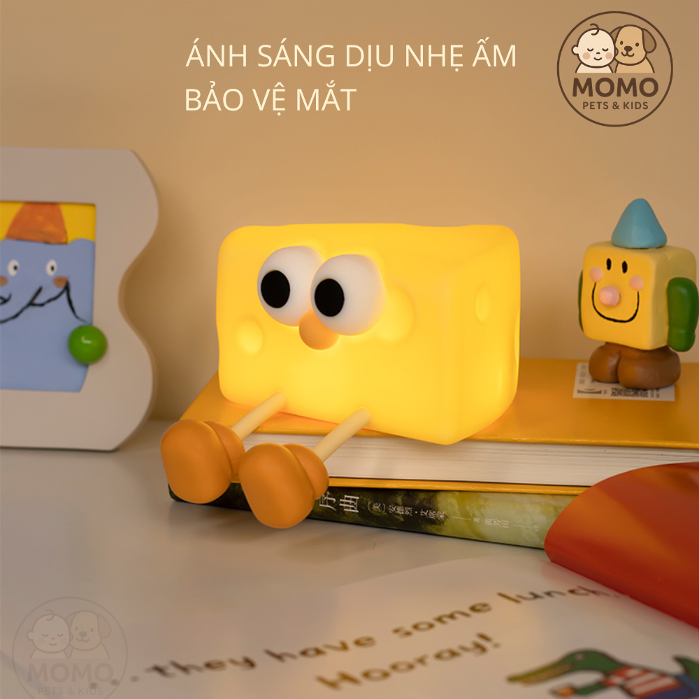 Đèn Ngủ Silicon Hình Phô Mai Cheese Kid Dễ Thương – Đèn Decor Phòng Ngủ Cho Bé Quà Tặng Cho Bé