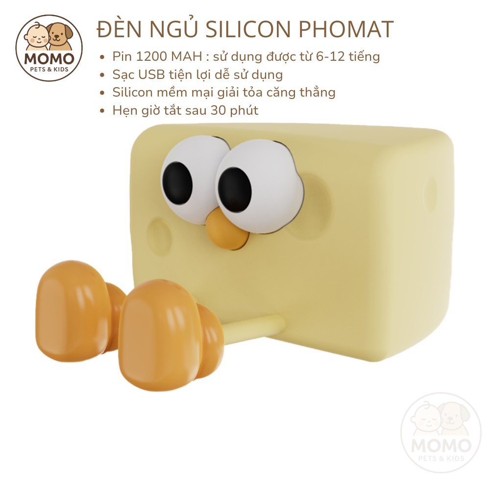 Đèn Ngủ Silicon Hình Phô Mai Cheese Kid Dễ Thương – Đèn Decor Phòng Ngủ Cho Bé Quà Tặng Cho Bé