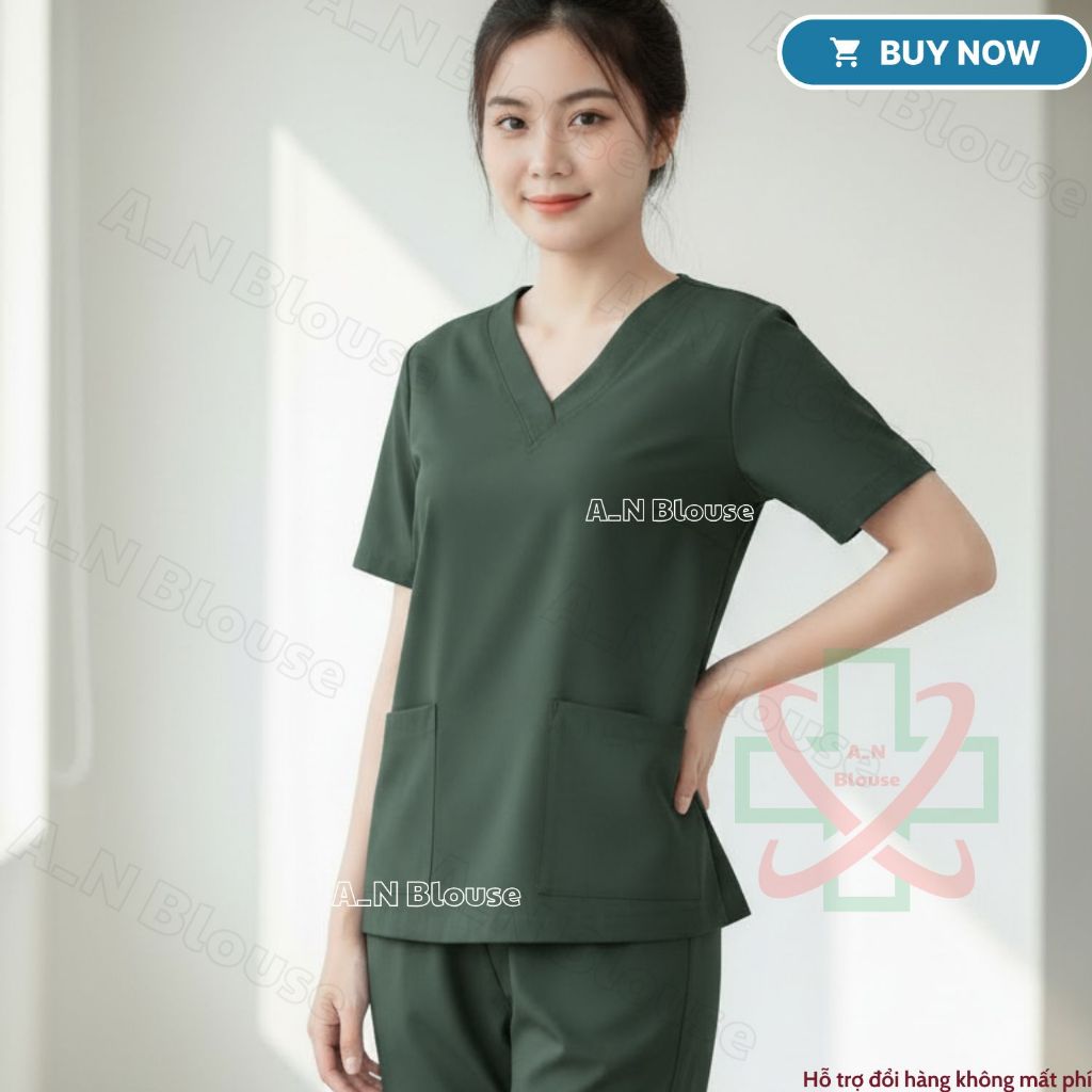 Bộ scrubs cổ tim - đồng phục y tế, bệnh viện, đồng phục spa, phòng khám cho cả nam và nữ đén 85kg