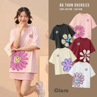 Áo phông nữ ao thun oversize họa tiết hoa xinh xắn phong cách hàn dễ thương