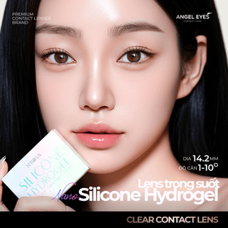 Lens trong suốt cận có độ 1-10 cho mắt thở N’Rosa Angel Eyes phân phối, kính áp tròng trong suốt Nano Silicone Hydrogel