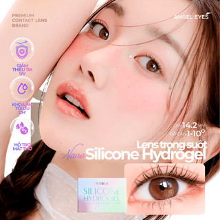 Lens trong suốt cận có độ 1-10 cho mắt thở N’Rosa Angel Eyes phân phối, kính áp tròng trong suốt Nano Silicone Hydrogel