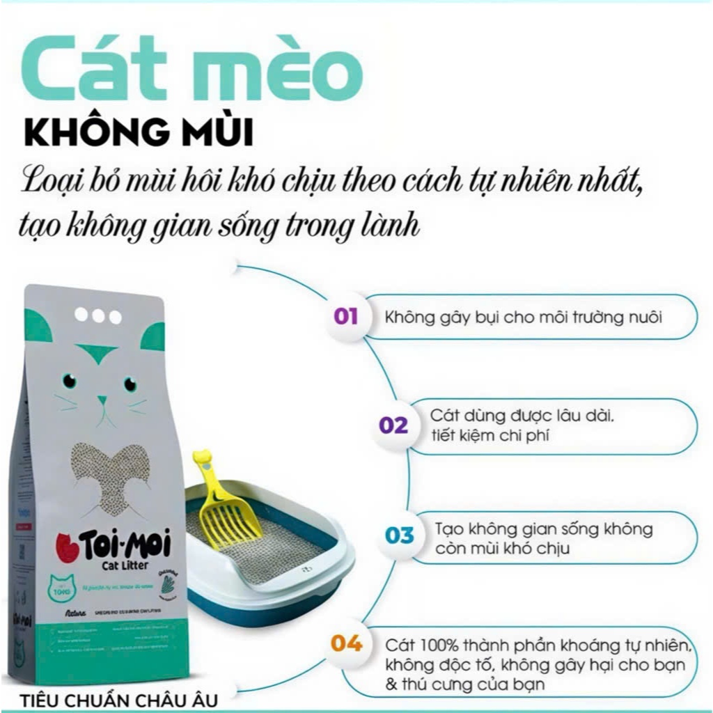 Cát Vệ Sinh Cát Đất Sét Cho Mèo TOI – MOI Không Bụi Thấm Hút Tốt Khử Mùi 10KG - 5KG