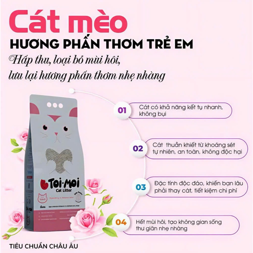 Cát Vệ Sinh Cát Đất Sét Cho Mèo TOI – MOI Không Bụi Thấm Hút Tốt Khử Mùi 10KG - 5KG