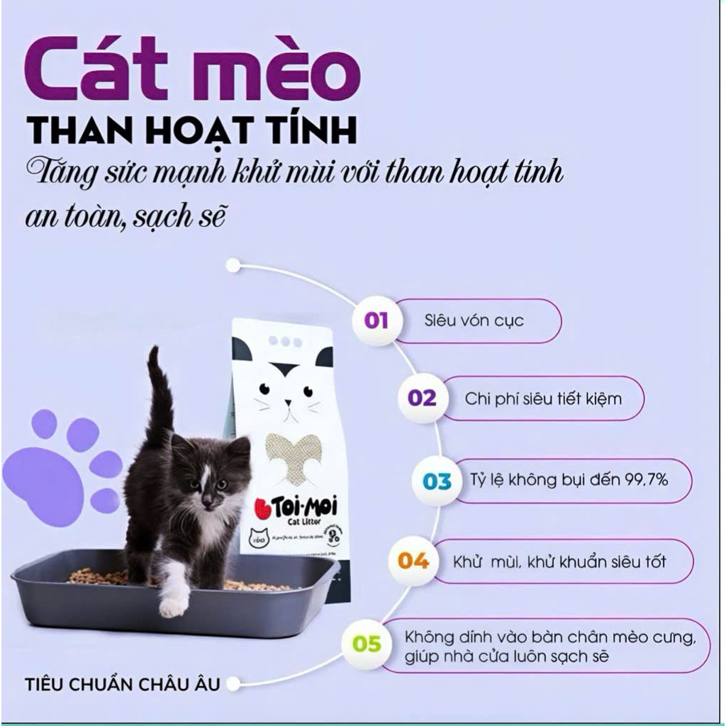 Cát Vệ Sinh Cát Đất Sét Cho Mèo TOI – MOI Không Bụi Thấm Hút Tốt Khử Mùi 10KG - 5KG