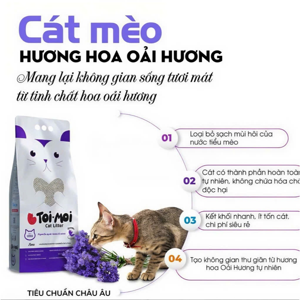Cát Vệ Sinh Cát Đất Sét Cho Mèo TOI – MOI Không Bụi Thấm Hút Tốt Khử Mùi 10KG - 5KG