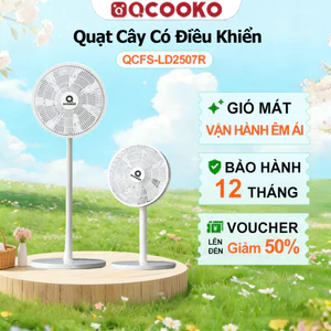 quạt cây Qcooker 7 cánh kèm điều khiển từ xa, xoay 120 độ, cực kỳ mát, không phát ra tiếng ồn, đánh bay cái nóng