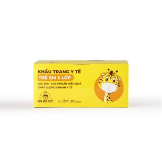 Combo 3 Hộp Khẩu trang Bông Bạch Tuyết Trẻ Em 3 lớp cho bé 6 -11 tuổi (30 cái/ hộp) (khủng long)
