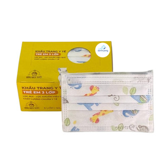 Combo 3 Hộp Khẩu trang Bông Bạch Tuyết Trẻ Em 3 lớp cho bé 6 -11 tuổi (30 cái/ hộp) (khủng long)