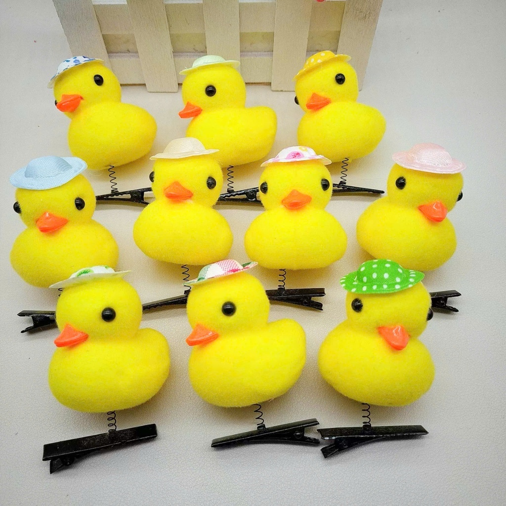 Set Kẹp Tóc Vịt/Gà Vàng Nhún Nhảy Đáng Yêu Vui Nhộn Phụ Kiện Tóc Cho Nữ Và Bé Gái Empoli