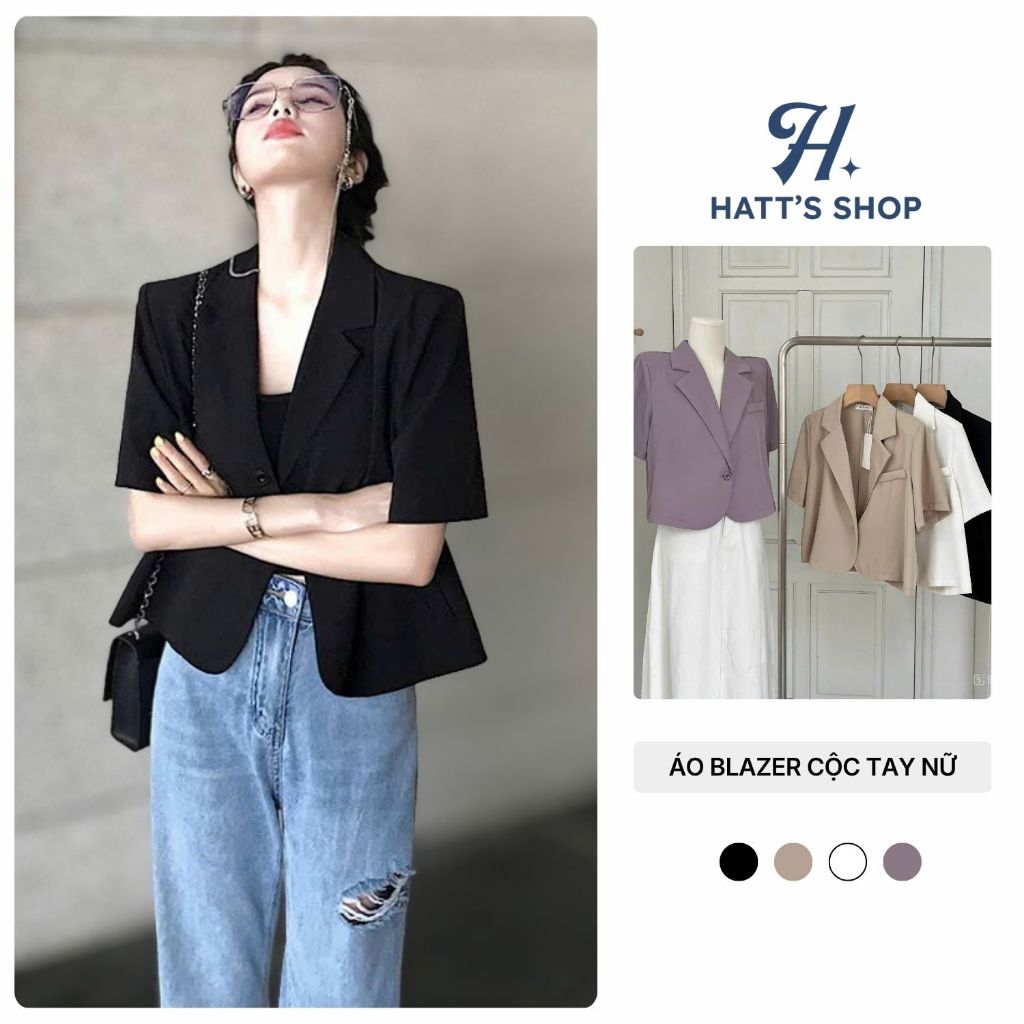 Áo Blazer Nữ Ngắn Tay Áo Vest Cộc Tay Form Hàn Quốc, Chất Chéo Hàn Cao Cấp, 4 Màu Trendy H74