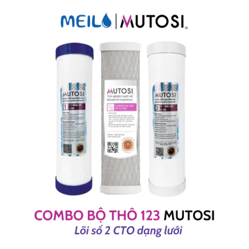 Combo Lõi Lọc Thô 123 Mutosi Lõi 2 CTO Lưới Dạng Than Nén Giúp Loại Bỏ Các Tạp Chất Cặn Bẩn Và Chất Gây Mùi
