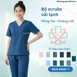 Bộ scrubs bác sĩ, dược siz - đồng phục spa, giáo viên mầm non cho cả nam và nữ đén 85kg vải thường hàng đẹp