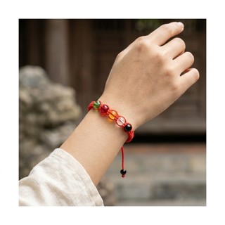 Dây Đeo Tay Kết Thủ Công Đính Hạt Ngũ Hành Vòng Tay Chỉ Đỏ May Mắn Phụ Kiện Trang Sức Phong Thủy Bình An Mang Lại Tài Lộ