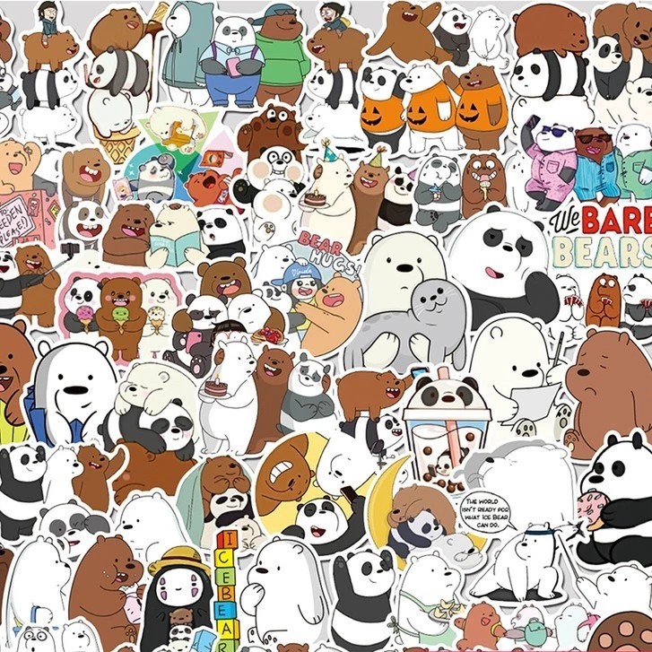 Bộ Sticker Ba Chú Gấu Dễ Thương Zenzone Chống Nước Dán Trang Trí Vali Mũ Bảo Hiểm Xe Máy Laptop