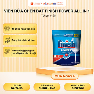 Viên rửa chén bát Finish Power All in 1 túi 24 viên 10 tính năng nhập khẩu Châu Âu chính hãng