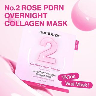 Mặt nạ giấy NUMBUZIN No.2 Rose PDRN Overnight Collagen Plumping Sheet Mask, dưỡng ẩm, phục hồi, căng bóng làn da 33ml