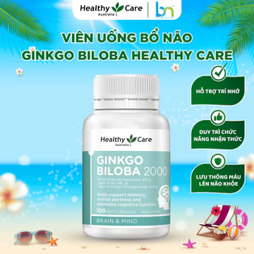 Viên bổ não Healthy Care Ginkgo Biloba 2000mg Hộp 100 viên