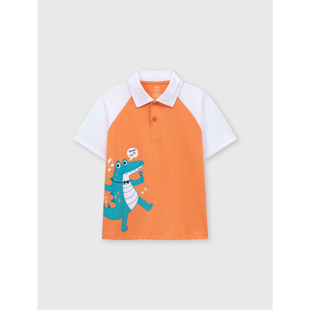 Áo Polo bé trai cộc tay CANIFA phối màu in họa tiết thể thao 2TP26S006