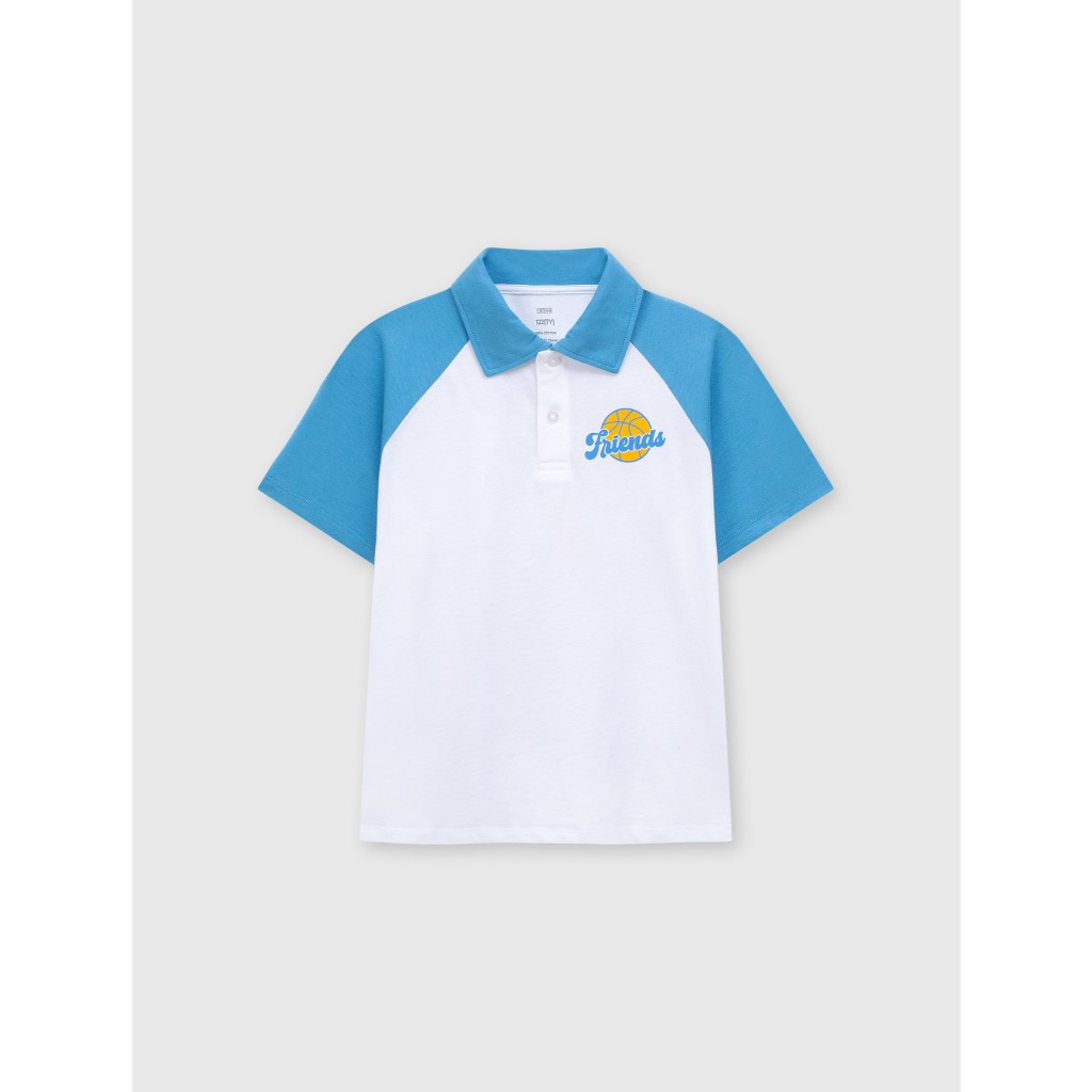 Áo Polo bé trai cộc tay CANIFA phối màu in họa tiết thể thao 2TP26S006