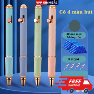 Combo bút máy bấm cài BC-03 mực không xóa, viết êm trơn cho học sinh từ lớp 1-5 dùng cả mực ống và mực lọ.