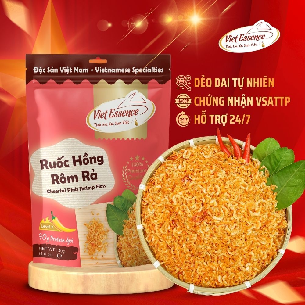 Ruốc Hồng Rôm Rả Viet Essence - Ruốc Khô Sấy Thơm Ngọt (130gr) | Shopee ...