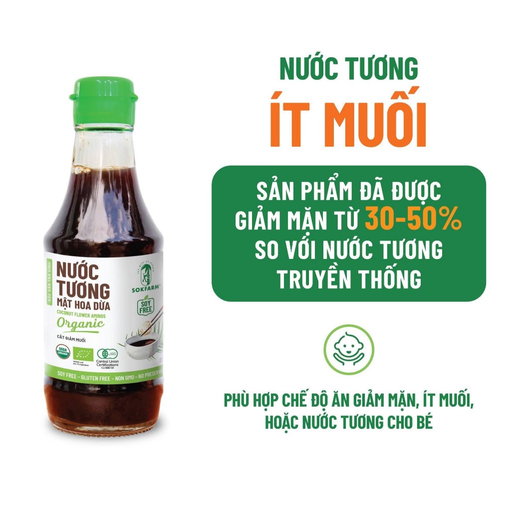 Nước Tương Mật Hoa Dừa Sokfarm Ăn Dặm Cho Bé (60ml)