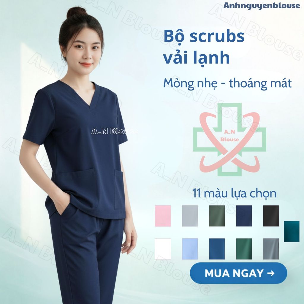 Bộ scrubs cổ tim - đồng phục y tế, bệnh viện, đồng phục spa, phòng khám cho cả nam và nữ đén 85kg