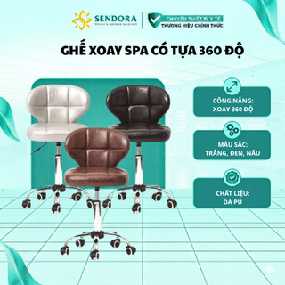 [CÓ VAT] Ghế Xoay Spa Có Tựa Lưng ASA-6000  Ghế Phun Xăm, Ghế Nail Thẩm Mỹ Cao Cấp, Điều Chỉnh Độ Cao Dễ Dàng Sendora