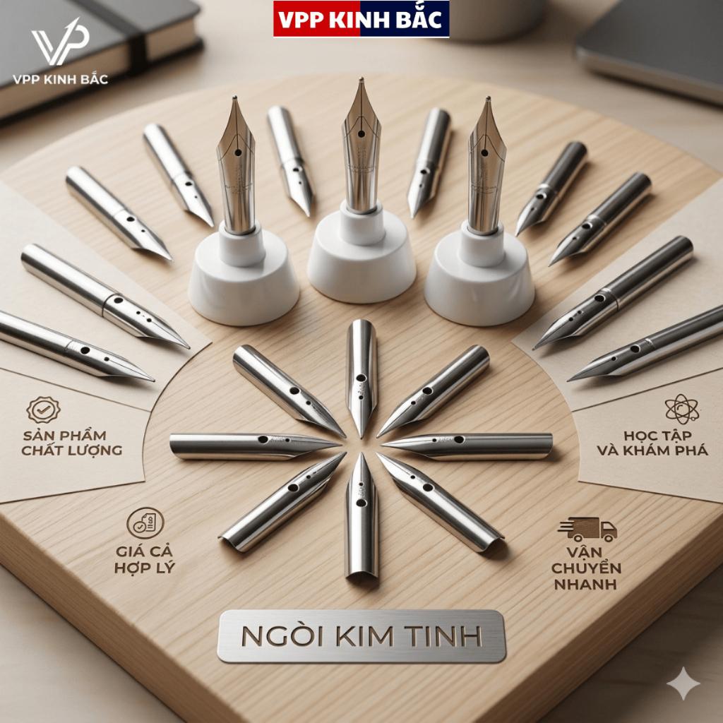 Combo 10 Ngòi Mài Đầu Hạt Gạo Siêu Êm Trơn Chuyên Dụng Cho Nhiều Dòng Bút Máy. Nét Chữ 0.38mm