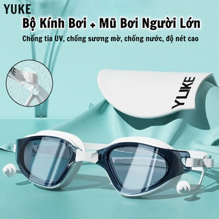 YLIKE Combo Kính Bơi Người Lớn+Mũ Bơi+Nút Bịt Tai Chống Sương Mù Chống Tia UV Độ Nét Cao