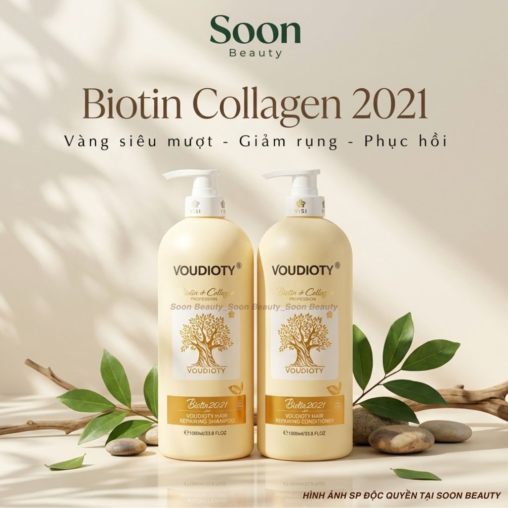 Dầu Gội Xả Biotin Collagen Voudioty Vàng 500Ml/1000Ml Siêu Mượt Tóc, Giảm Rụng, Phục Hồi Tóc Khô Xơ, Hư Tổn ( Mẫu 2021 )