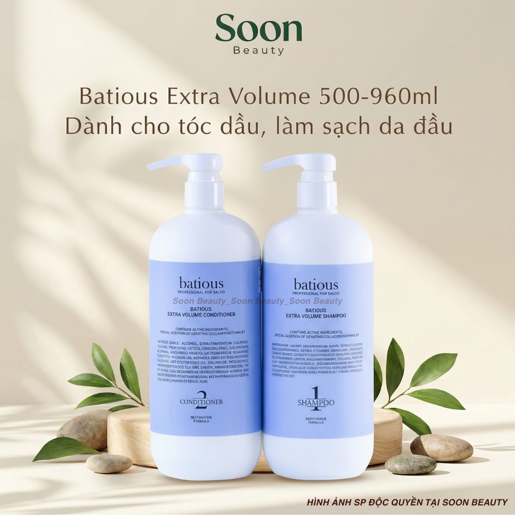Cặp dầu gội dầu xả batious extra volume 500-960ml dành cho tóc dầu giảm nhờn, phồng chân tóc