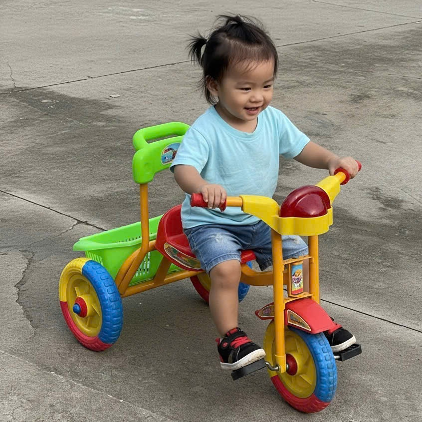 Xe Đạp 3 Bánh Giỏ Cho Bé Từ 2 Đến 6 Tuổi, Màu Sắc Dễ Thương, An Toàn Cho Bé