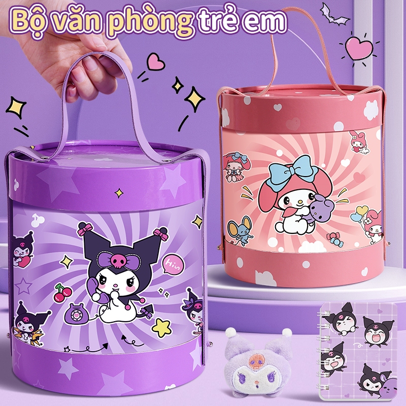 Bộ Văn Phòng Phẩm Dễ Thương Cho Bé, Quà Tặng Sinh Nhật + Noel, Bút + Sổ + Túi Hoạt Hình, Đồ Dùng Học Sinh