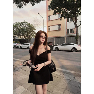 ĐẦM VÁY TRỄ VAI BASIC NÂU DÁNG NGẮN NỮ MPB