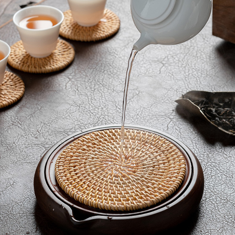 Bộ Lót Ly, Lót Cốc Bằng Mây Tre Đan 7 Món
