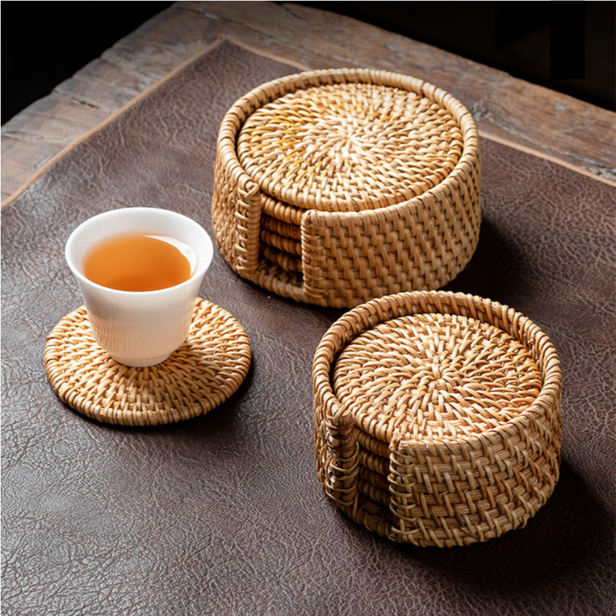 Bộ Lót Ly, Lót Cốc Bằng Mây Tre Đan 7 Món