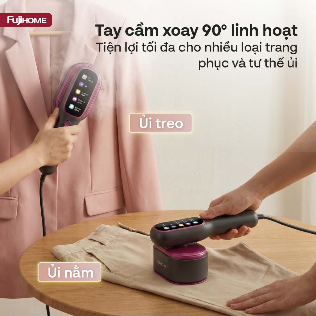 Bàn là hơi nước du lịch gọn nhẹ Nhập Khẩu FUJIHOME SI718AB, máy ủi quần áo an toàn mọi loại vải