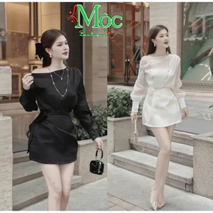 DX_ Set váy ngắn, đồ công sở, set áo Tơ kèm lót phối chân váy Tapta ngắn có lót đính hoa