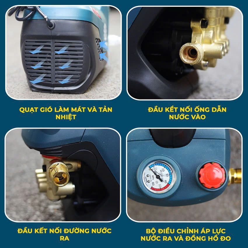 Máy Rửa Xe Áp Lực Cao BOSSUN BS-CRW3500W–Công Suất 3500W, Có Chỉnh Áp, Full Phụ Kiện