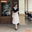 Set thiết kế BEMINE áo cổ sen phối gợn chân váy chữ A dáng dài-ST452