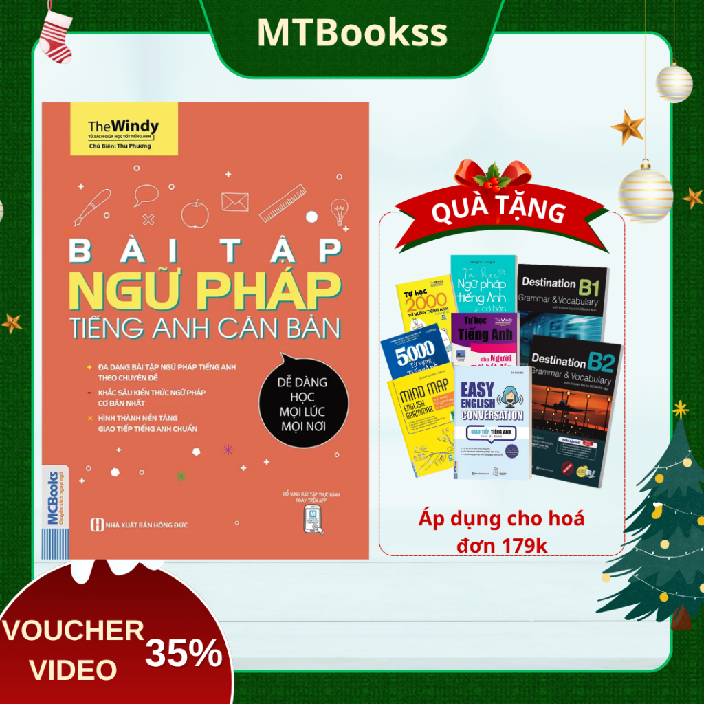 Sách - Bài Tập Ngữ Pháp Tiếng Anh Căn Bản - Dành Cho Người Mới Bắt Đầu - Học Kèm Online