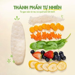 Combo bánh gạo ăn dặm hữu cơ Mămmy vị rau củ, chuối,dâu việt quất hộp 50g, hỗ trợ tập cầm nắm cho bé